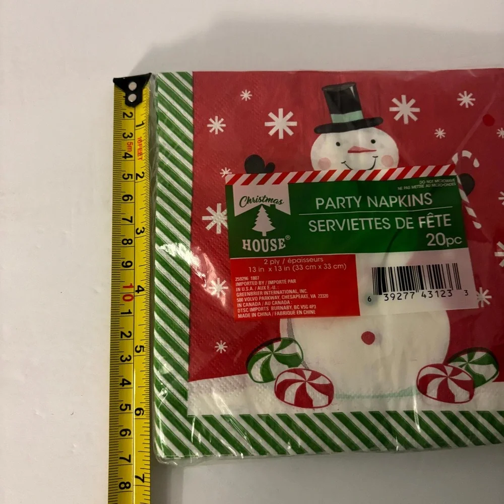 Christmas Snowman Paper Napkins Set 40ct Winter Holiday Table Decor New